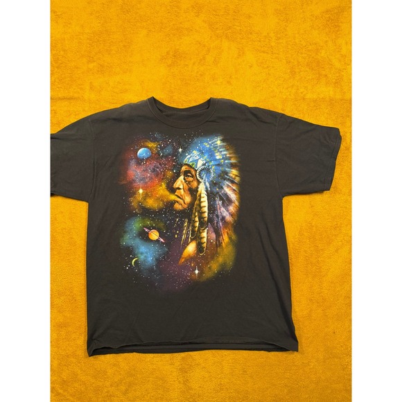 Other - Native American Indian Space Galaxy Print Black Tee